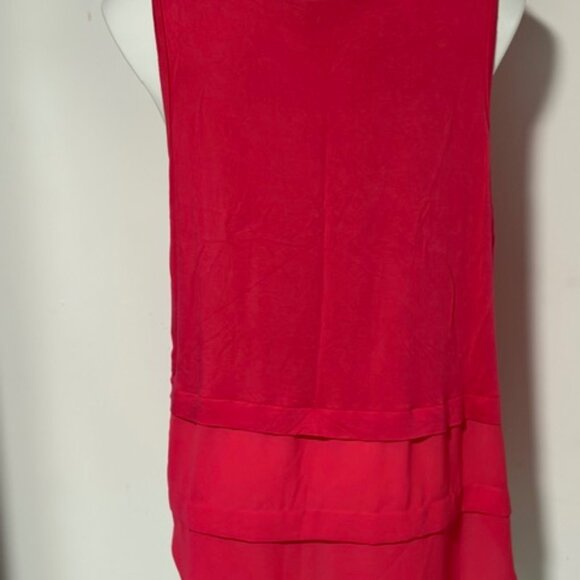 MICHAEL KORS SLEEVELESS TANK TOP CORAL WITH LAYERED CHIFFON HEM XL - Picture 2 of 5